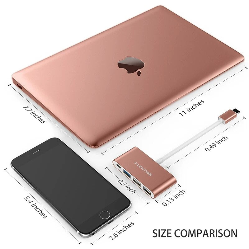 Lention 4-em-1 USB-C hub com tipo c usb 3.0 usb 2.0 compatível 2023-2016 macbook pro 13-16 adaptador de conexão multiport