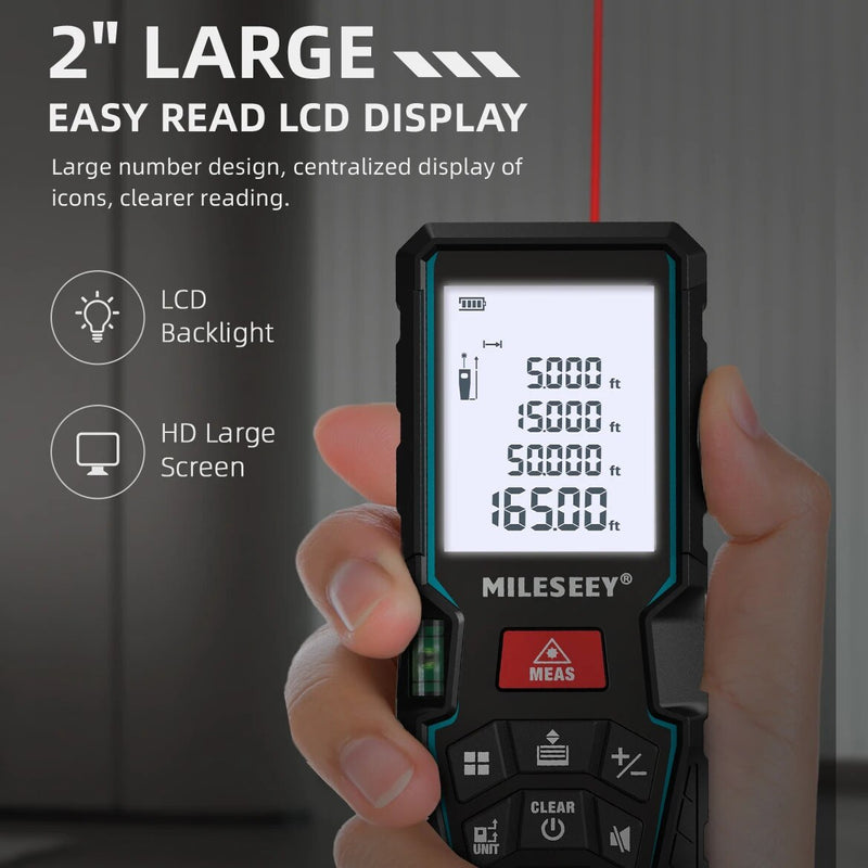 Mileseey Digital Laser Rangefinder, distância medidor, fita métrica, X5