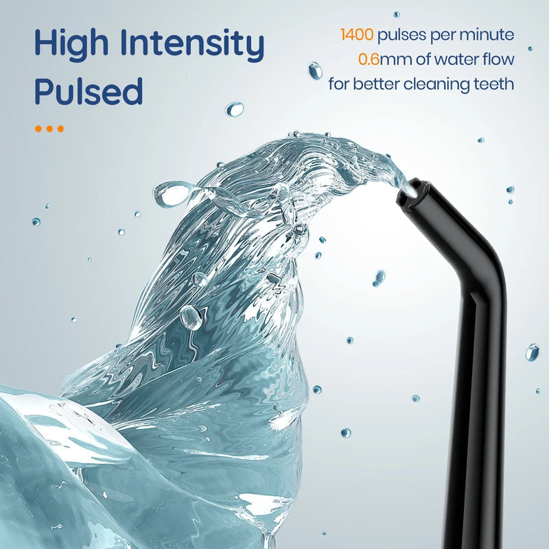 Mornwell-Irrigador Oral Portátil com Bolsa de Viagem, Flosser de Água, Recarregável USB, 5 Bicos, Water Jet, Tanque de Água 200ml, Impermeável