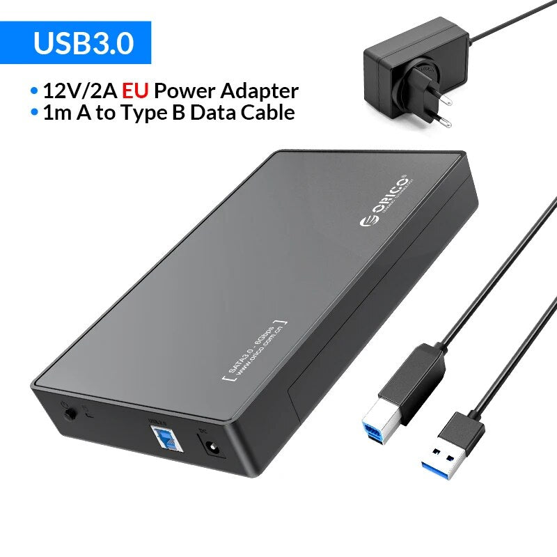 ORICO-Gabinete de Disco Rígido Externo, HDD Case, Caixa, Suporte UASP, Tipo C, SATA para USB 3.0, 2.5 ", 3.5", SSD, Disco