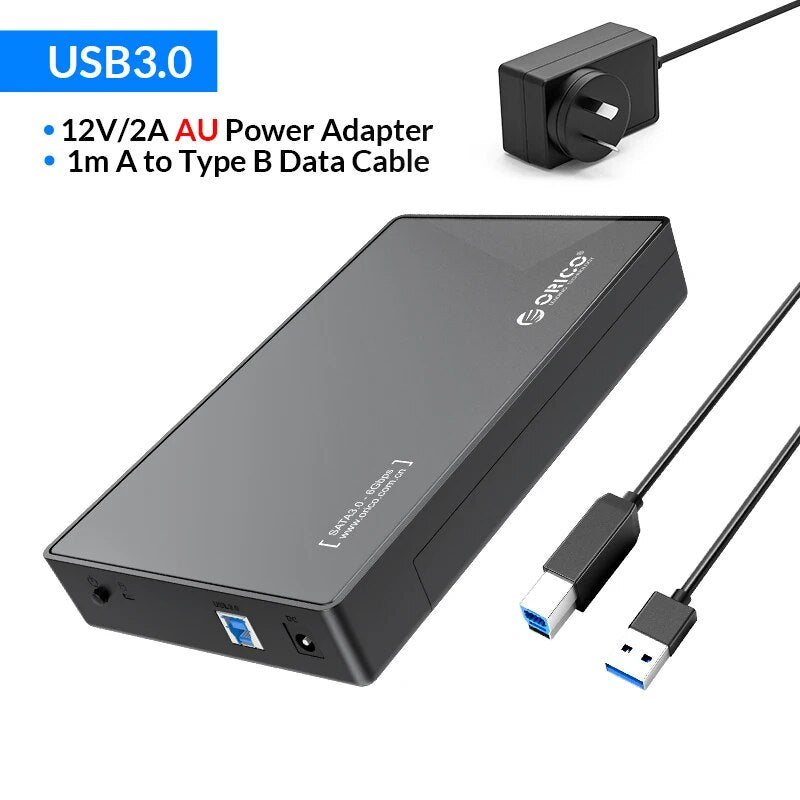 ORICO-Gabinete de Disco Rígido Externo, HDD Case, Caixa, Suporte UASP, Tipo C, SATA para USB 3.0, 2.5 ", 3.5", SSD, Disco