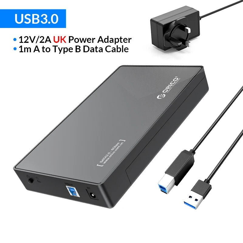 ORICO-Gabinete de Disco Rígido Externo, HDD Case, Caixa, Suporte UASP, Tipo C, SATA para USB 3.0, 2.5 ", 3.5", SSD, Disco