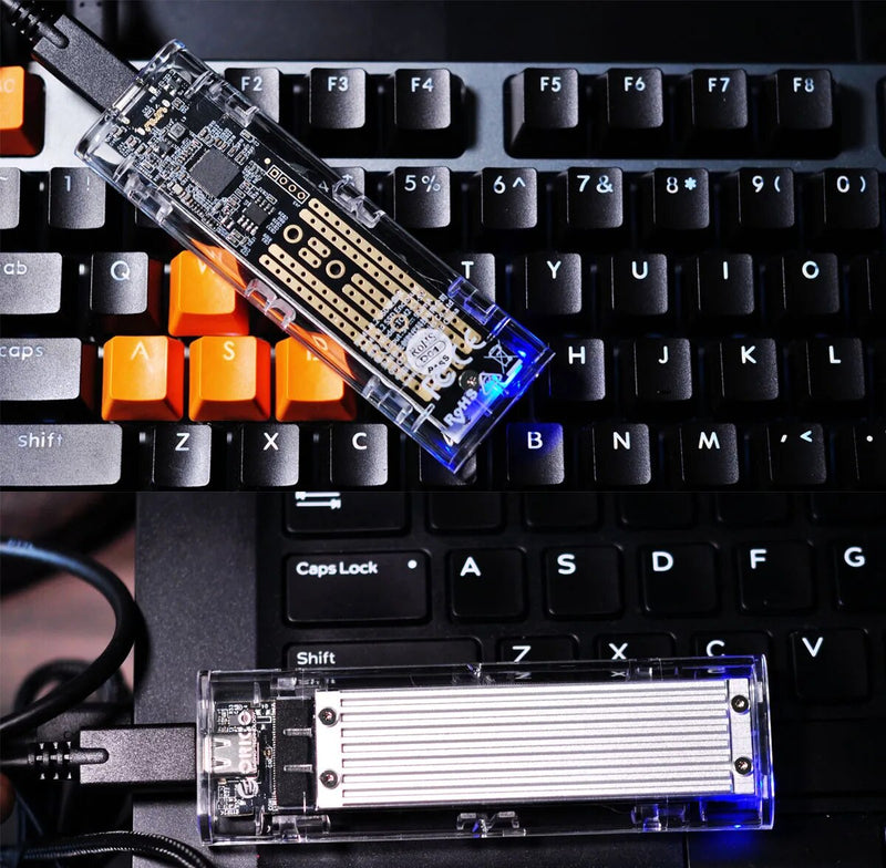ORICO-M2 Caso SSD, NVME SSD SATA, NVME, 10Gbps, ssd externo portátil M.2 para USB Tipo C, Suporte Adaptador Externo Transparente, UASP Trim