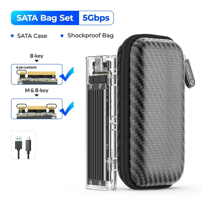 ORICO-M2 Caso SSD, NVME SSD SATA, NVME, 10Gbps, ssd externo portátil M.2 para USB Tipo C, Suporte Adaptador Externo Transparente, UASP Trim