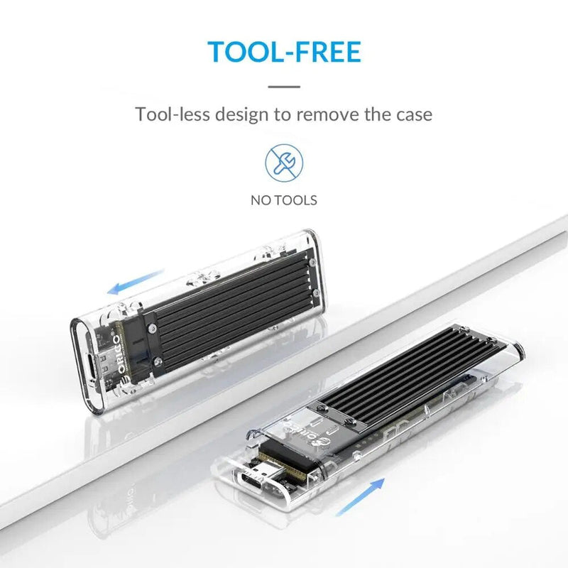 ORICO-M2 Caso SSD, NVME SSD SATA, NVME, 10Gbps, ssd externo portátil M.2 para USB Tipo C, Suporte Adaptador Externo Transparente, UASP Trim