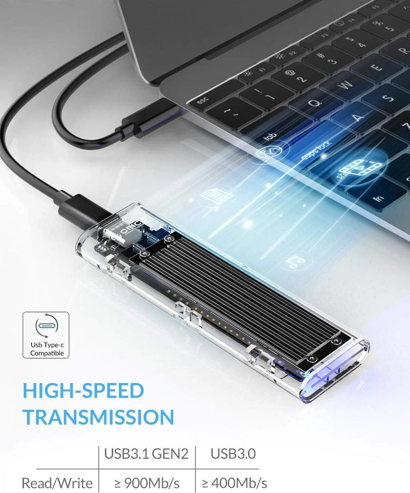 ORICO-M2 Caso SSD, NVME SSD SATA, NVME, 10Gbps, ssd externo portátil M.2 para USB Tipo C, Suporte Adaptador Externo Transparente, UASP Trim