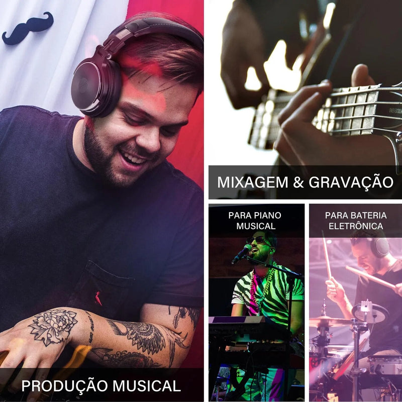 Oneodio Wired Professional Studio Pro DJ Fones De Ouvido Com Microfone Sobre A Orelha HiFi Monitor Música Headset Fone De Ouvido Para Telefone PC
