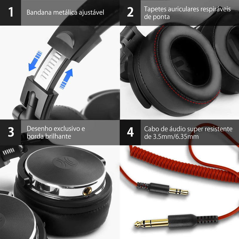 Oneodio Wired Professional Studio Pro DJ Fones De Ouvido Com Microfone Sobre A Orelha HiFi Monitor Música Headset Fone De Ouvido Para Telefone PC