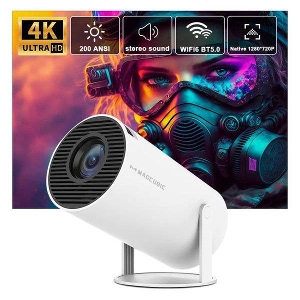 Projetor portátil transpeed, 4K, Android 11, HY300, Wifi6 duplo, 200ANSI, Allwinner H713, BT5.0, 1080P, 1280x720P, cinema, ao ar livre
