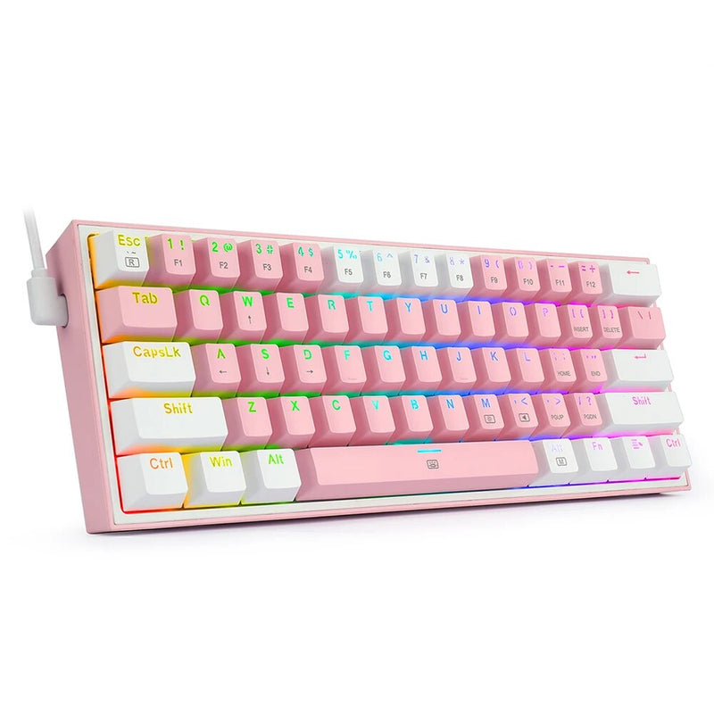 REDRAGON Fizz K617 RGB Mini USB Teclado Com Fio Teclado Gaming Mecânico Interruptor Vermelho 61 Chave Gamer para PC Computador Portátil destacável cabo
