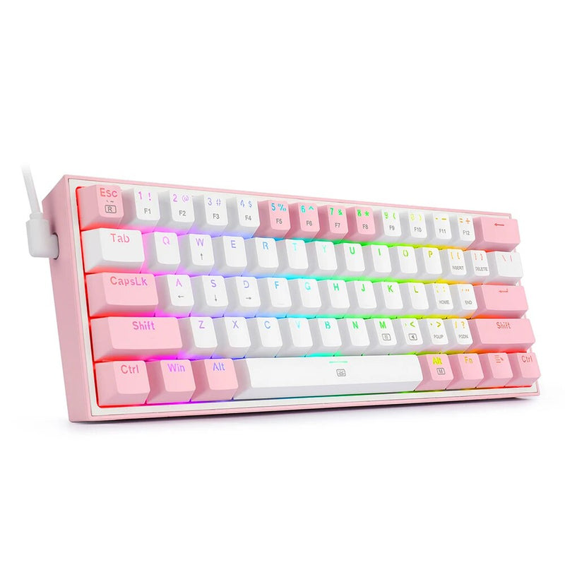 REDRAGON Fizz K617 RGB Mini USB Teclado Com Fio Teclado Gaming Mecânico Interruptor Vermelho 61 Chave Gamer para PC Computador Portátil destacável cabo