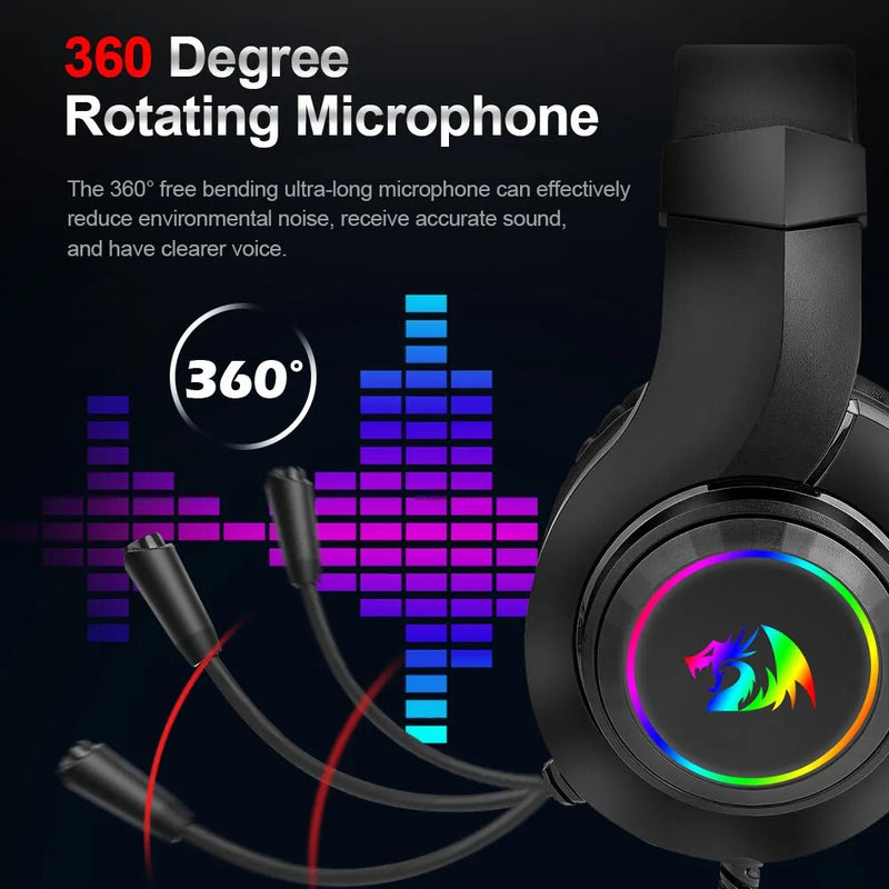 Redragon HYLAS H260 RGB gaming Headphone,3.5 milímetros de som Surround Fones De Ouvido Do Computador fone de ouvido Microfone para PS4 Interruptor Xbox-um