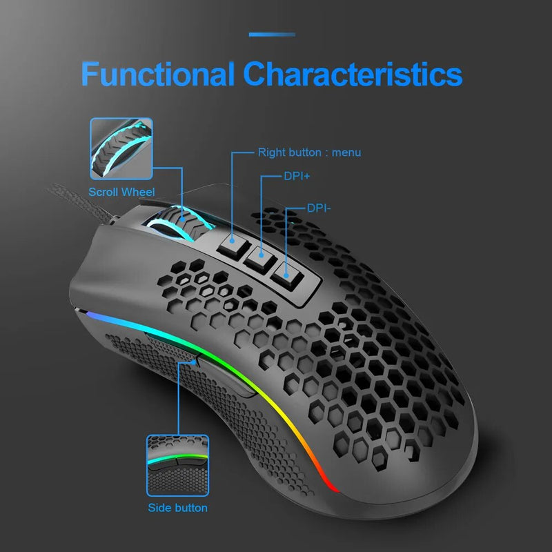 Redragon Tempestade 9 M808 RGB Backlight USB Gaming Mouse Com Fio 12400 DPI Botões Programáveis Óptica Gamer Ratos Para Computador PC