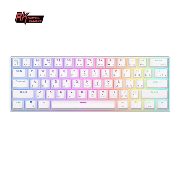 Rk royal kludge rk61 teclado mecânico sem fio bluetooth 61 teclas 60% ultra-compacto modo duplo rgb bachot-sklit gamer teclados