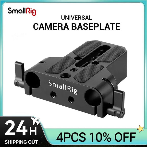 SmallRig Universal DSLR Camera Base Plate, Rod Rail Clamp para Sony A6500, A6600, Panasonic GH5, Sony Camera Cage, 15mm