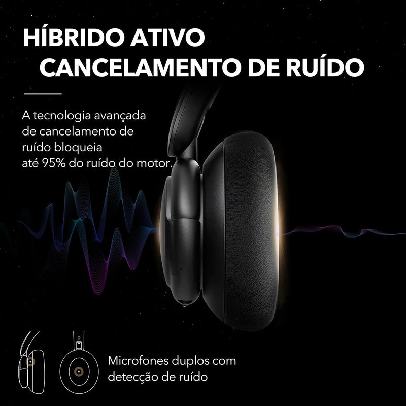 Soundcore by Anker Life Q30 fone de ouvido sem fio bluetooth Modos Múltiplos com cancelamento de ruído ativo híbrido, fone sem fio bluetooth headset som de alta resolução, 40 horas de som sem recarregar.