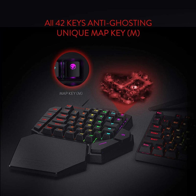 Teclado para jogos retroiluminado RGB de uma só Mão, Teclado portátil do jogo, Teclado mecânico para PS3, PS4, Switch Laptop, PC Gamer, 42 Chaves