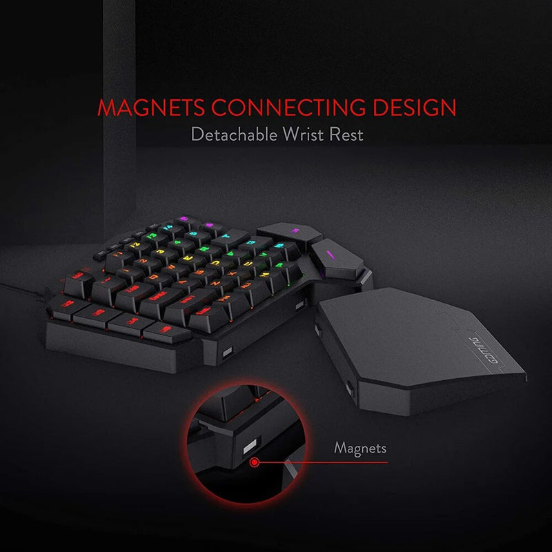 Teclado para jogos retroiluminado RGB de uma só Mão, Teclado portátil do jogo, Teclado mecânico para PS3, PS4, Switch Laptop, PC Gamer, 42 Chaves