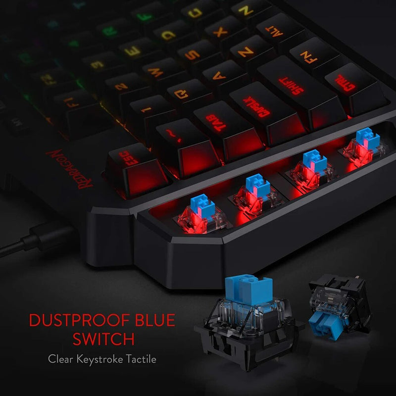 Teclado para jogos retroiluminado RGB de uma só Mão, Teclado portátil do jogo, Teclado mecânico para PS3, PS4, Switch Laptop, PC Gamer, 42 Chaves