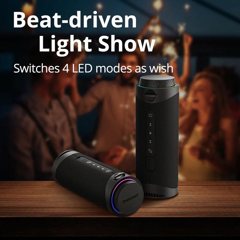 Tronsmart t7 caixinha de som bluetooth, surround de 360 graus alto-falante bluetooth, modos de led, verdadeiro estéreo sem fio, APP