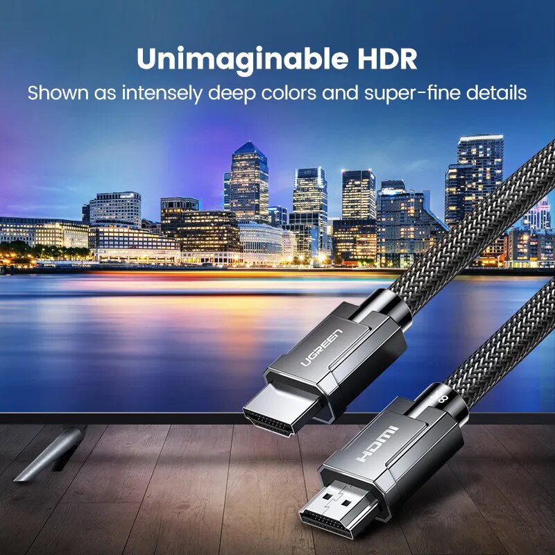 Ugreen 8k hdmi cabo para xiaomi caixa de tv ps5 hub usb ultra alta velocidade certificada 8k @ 60hz hdmi 2.1 cabo 48gbps earc dolby visão hd