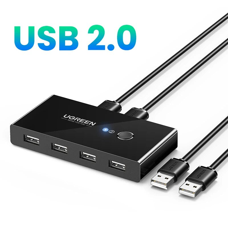 Ugreen kvm interruptor usb usb 3.0 2.0 para computador portátil 2 computadores compartilhando 4 dispositivos usb periférico switcher compartilhamento teclado