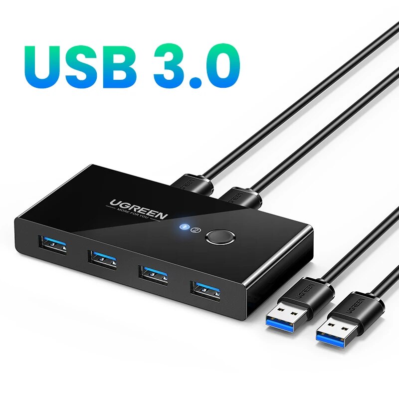 Ugreen kvm interruptor usb usb 3.0 2.0 para computador portátil 2 computadores compartilhando 4 dispositivos usb periférico switcher compartilhamento teclado