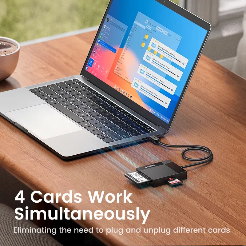 Ugreen leitor de cartão 4-em-1 usb3.0/USB-C sd micro sd tf cf ms compacto adaptador de cartão flash para computador portátil multi otg leitor de cartão inteligente