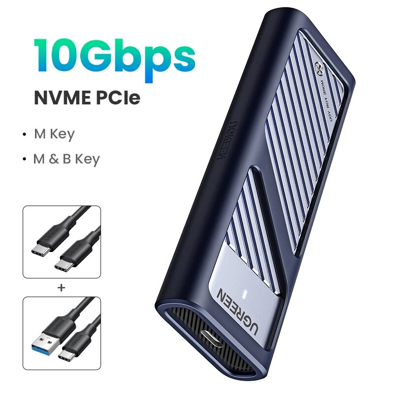 Ugreen m.2 nvme ssd gabinete duplo protocolo nvme sata para usb 3.1 gen2 10 gbps nvme pci-e m.2 ssd caso suporte uasp para disco rígido