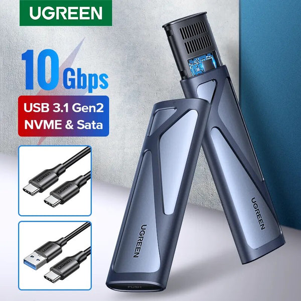 Ugreen m.2 nvme ssd gabinete duplo protocolo nvme sata para usb 3.1 gen2 10 gbps nvme pci-e m.2 ssd caso suporte uasp para disco rígido