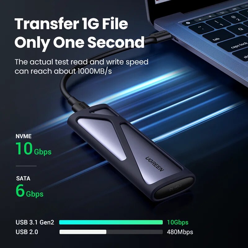 Ugreen m.2 nvme ssd gabinete duplo protocolo nvme sata para usb 3.1 gen2 10 gbps nvme pci-e m.2 ssd caso suporte uasp para disco rígido