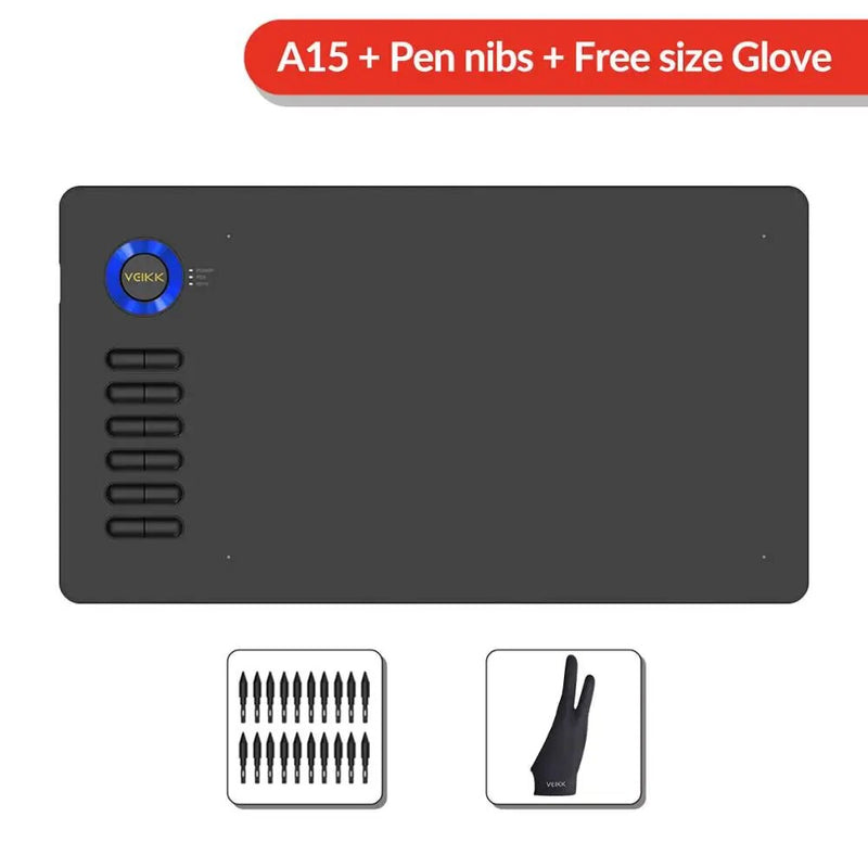 Veikk a15 10x6 Polegada de desenho comprimidos 8192 nível de bateria-free suporte caneta janelas mac android tablet gráfico digital para desenho