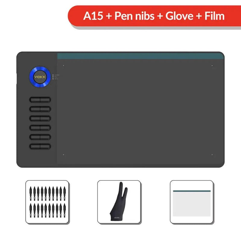 Veikk a15 10x6 Polegada de desenho comprimidos 8192 nível de bateria-free suporte caneta janelas mac android tablet gráfico digital para desenho