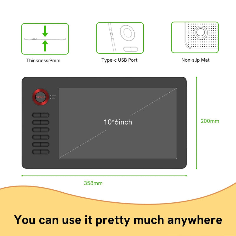 Veikk a15 10x6 Polegada de desenho comprimidos 8192 nível de bateria-free suporte caneta janelas mac android tablet gráfico digital para desenho