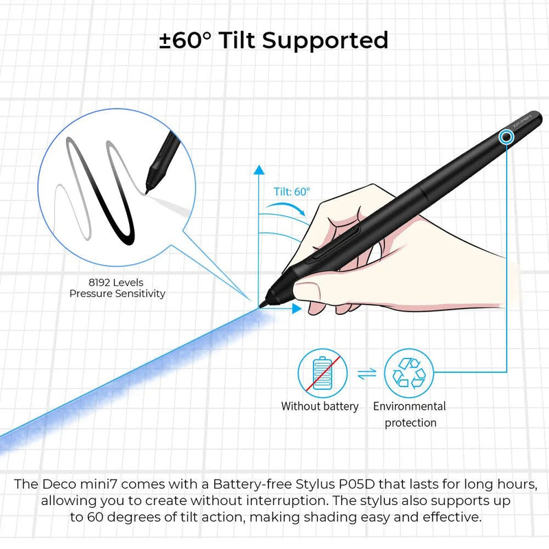 XPPen Deco mini7 Tablet Gráfico 7*4.3 polegada Digital Desenho Tablet 8 Tecla de Atalho para Android Windows Mac Signature Art Learning