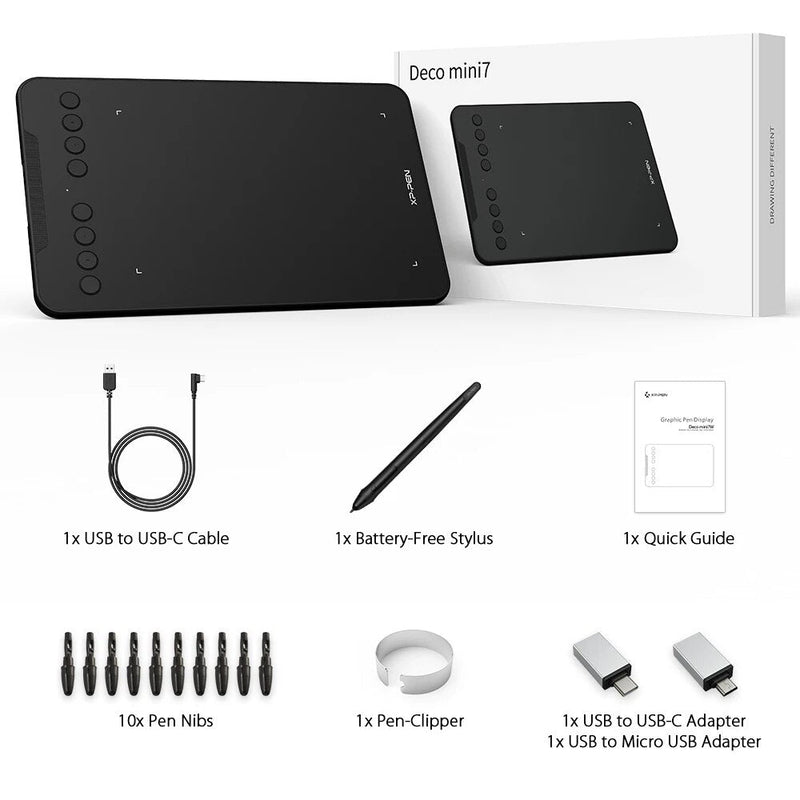 XPPen Deco mini7 Tablet Gráfico 7*4.3 polegada Digital Desenho Tablet 8 Tecla de Atalho para Android Windows Mac Signature Art Learning